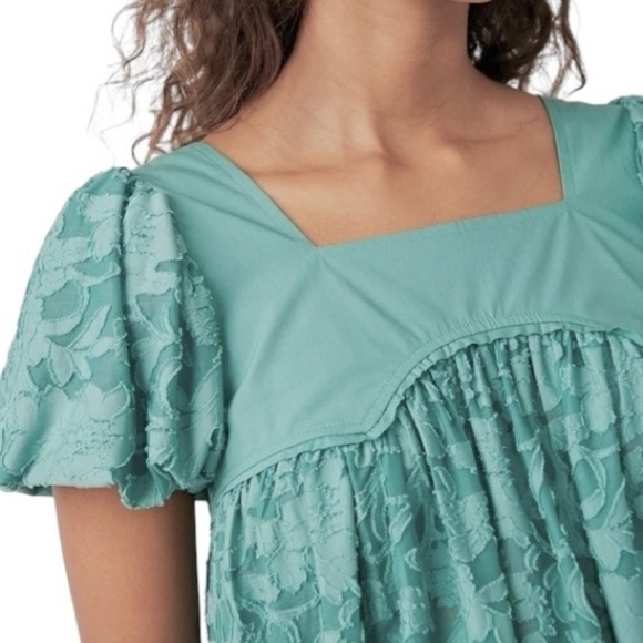 Free People Sunrise To Sunset Babydoll Top Malachite Green Sz XL - Picture 11 of 14